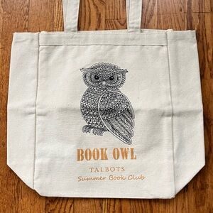 VTG Talbots Book Owl Illustration Book Club New Old Stock Canvas Tote Bag